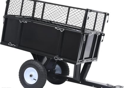 vidaXL Przyczepka do kosiarki ogrodowej z odchylaną platformą 150 kg
