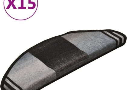 Vidaxl Przylepne Nakładki Na Schody 15 Szt. Czarno-Szare 65X21X4 Cm (322412)