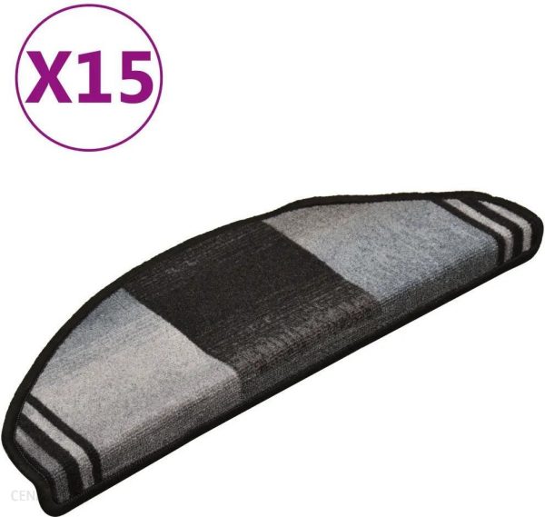 Vidaxl Przylepne Nakładki Na Schody 15 Szt. Czarno-Szare 65X21X4 Cm (322412)