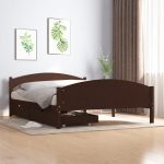 Vidaxl Rama Łóżka Z 2 Szufladami Ciemnobrązowa 140X200 Cm Sosnowa 3060656