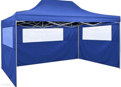 Vidaxl Rozkładany Namiot Z 3 Ściankami 3 X 4,5 M Niebieski