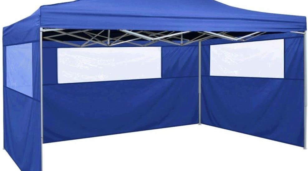 Vidaxl Rozkładany Namiot Z 3 Ściankami 3 X 4,5 M Niebieski