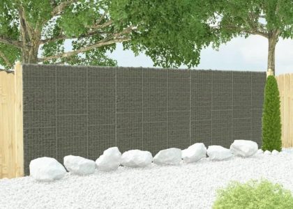 VIDAXL Ściana gabionowa z pokrywami galwanizowana stal 600x30x200cm (144915)