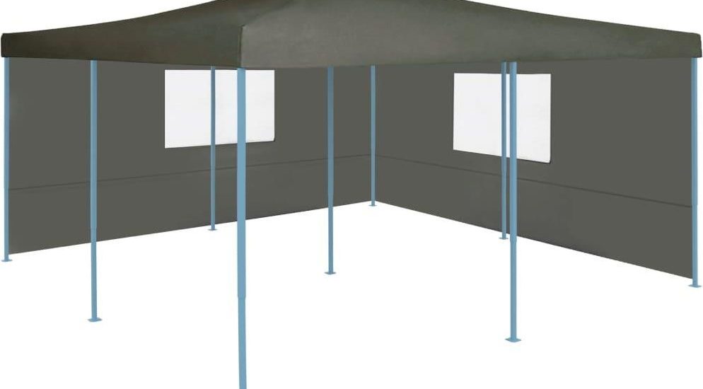 VIDAXL SKŁADANA ALTANA Z 2 ŚCIANAMI, 5X5 M, ANTRACYTOWA
