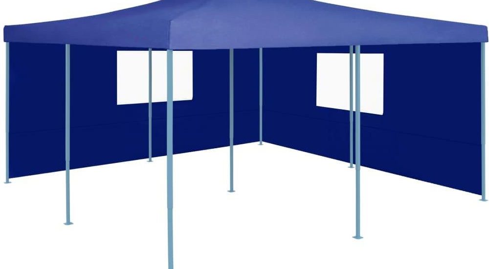 VIDAXL SKŁADANA ALTANA Z 2 ŚCIANAMI, 5X5 M, NIEBIESKA