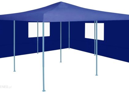 VIDAXL SKŁADANA ALTANA Z 2 ŚCIANAMI, 5X5 M, NIEBIESKA