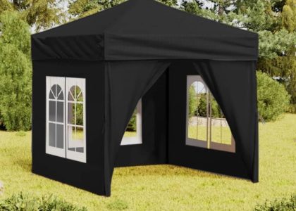 Vidaxl Składany Namiot Imprezowy Ze Ściankami Czarny, 2X2m