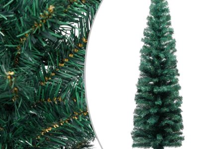 Vidaxl Smukła Sztuczna Choinka Ze Stojakiem Zielona 150cm Pvc