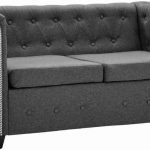 Vidaxl Sofa 2-Osobowa W Stylu Chesterfield Materiałowa Ciemnoszara