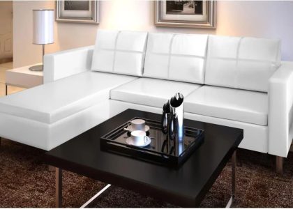 Vidaxl Sofa Z Białej Sztucznej Skóry 3 Osobowa L