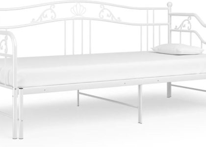 Vidaxl Sofa Z Wysuwaną Ramą Łóżka, Biała, Metalowa, 90X200 Cm 324765
