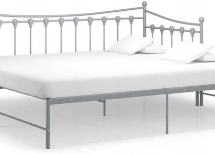 Vidaxl Sofa Z Wysuwaną Ramą Łóżka Szara Metalowa 90×200 324760