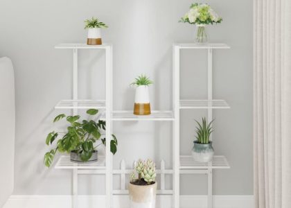 Vidaxl Stojak Na Kwiaty 94 5 X 25 X 89 Cm Biały Żelazo