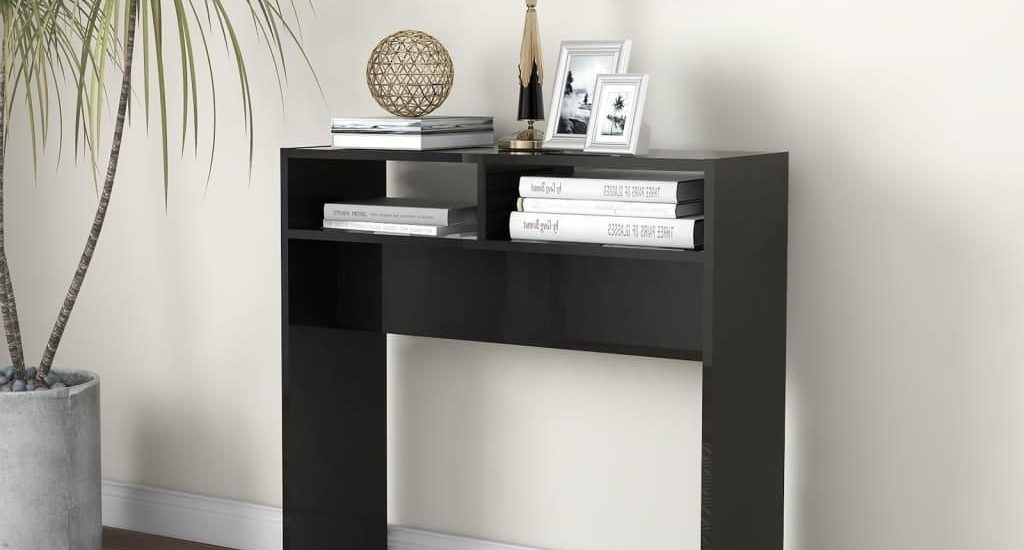 Vidaxl Stolik Konsolowy Czarny Wysoki Połysk 78X30X80 Cm Płyta 808303
