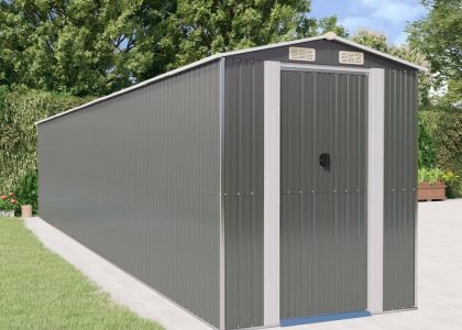 Vidaxl Szopa Ogrodowa Jasnoszara 192x1021x223cm Stal Galwanizowana