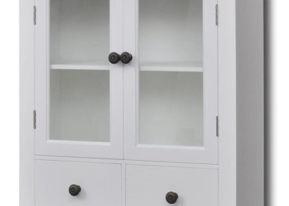 Vidaxl Wisząca Szafka Kuchenna W Kolorze Białym Przeszklone Drzwi