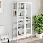Vidaxl Witryna Biała 90X40X180 Cm Stal I Hartowane Szkło 336080