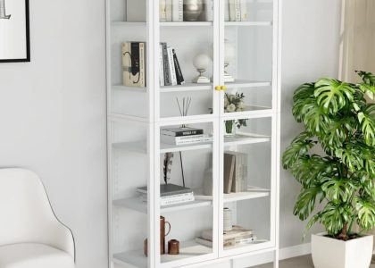 Vidaxl Witryna Biała 90X40X180 Cm Stal I Hartowane Szkło 336080