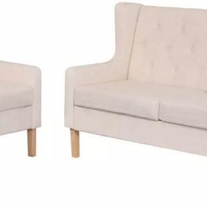 Vidaxl Zestaw Wypoczynkowy Sofa I Fotel Kremowe