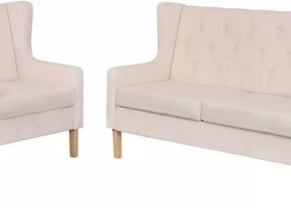 Vidaxl Zestaw Wypoczynkowy Sofa I Fotel Kremowe