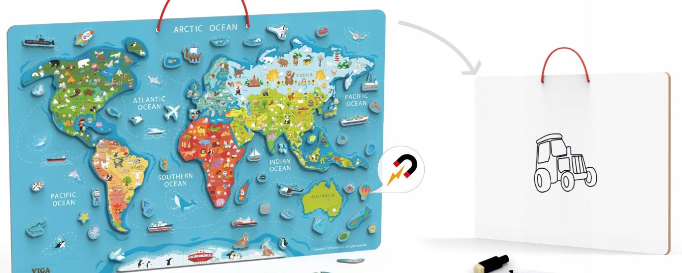 Viga 2W1 Tablica Edukacyjna Magnetyczna Mapa Świat