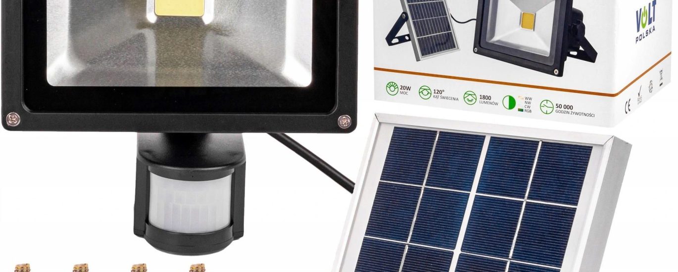Volt Polska Lampa Solarna Panel Naświetlacz Led Halogen 20W