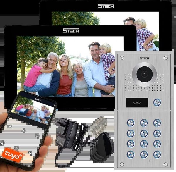 Wideodomofon domofon WIFI 5tech 2 Monitory 7″ Stacja 84222 Android iOS Czytnik Kart Kąt 170