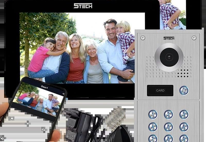 Wideodomofon domofon WIFI 5tech 2 Monitory 7″ Stacja 84222 Android iOS Czytnik Kart Kąt 170