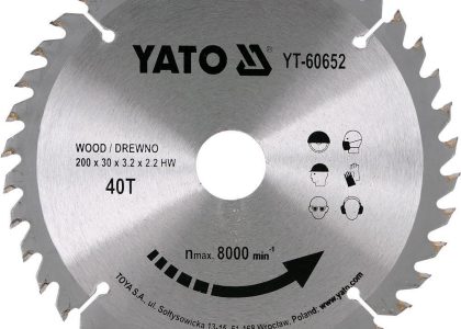 Yato Piła Tarczowa Do Drewna Z Węglikiem Wolframu 40T 200X30Mm YT60652