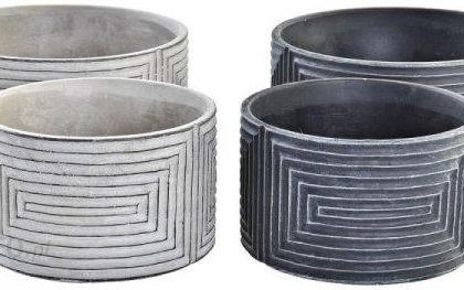 Zestaw Doniczek Dkd Home Decor Geometryczny Cement 2 Części 2 Sztuk 21x21x11cm
