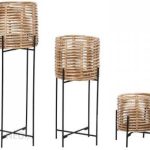Zestaw Doniczek Dkd Home Decor Metal Rattan Bali 25X25X87cm