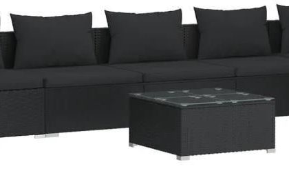 Zestaw Wypoczynkowy Do Ogrodu Poduszki Czarny Rattan Pe 8-Cz.