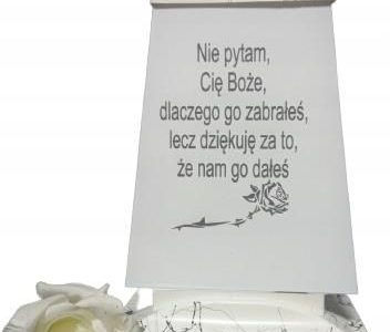 znicz z grawerem BIAŁY szybka Twój tekst grawer